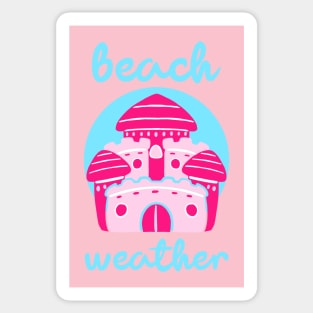 Beach Weather Pink Sandcastle Summer Fun Sticker